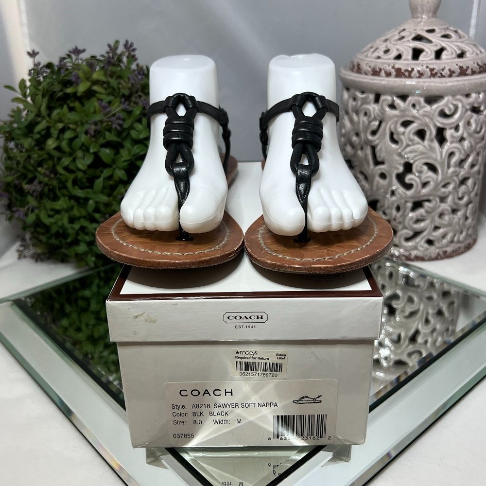 Coach Sawyer Leather Slingback Sandals - Picture 1 of 9